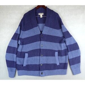 Duluth Trading Co Cardigan Mens XXL Striped Pockets Knit Grandpa Button Front